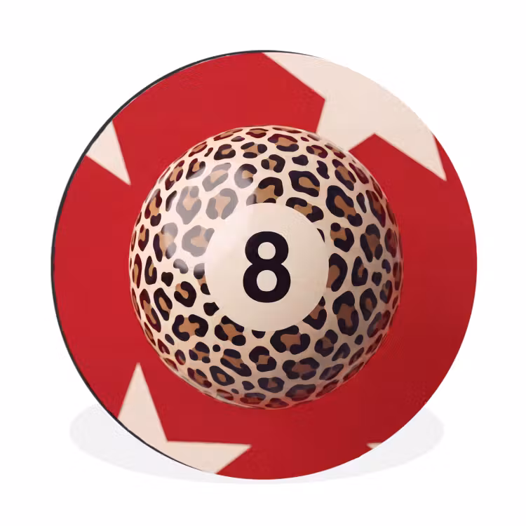 Wandcirkel - Aluminium - Spel - Dierenprint - Nummer 8 - Modern - Rood — 1