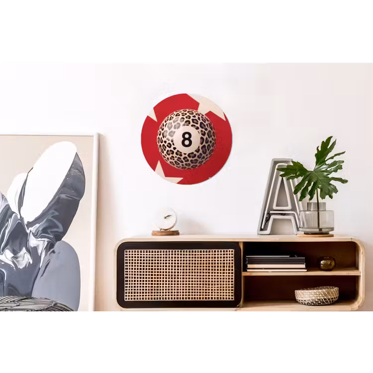 Wandcirkel - Aluminium - Spel - Dierenprint - Nummer 8 - Modern - Rood — 3