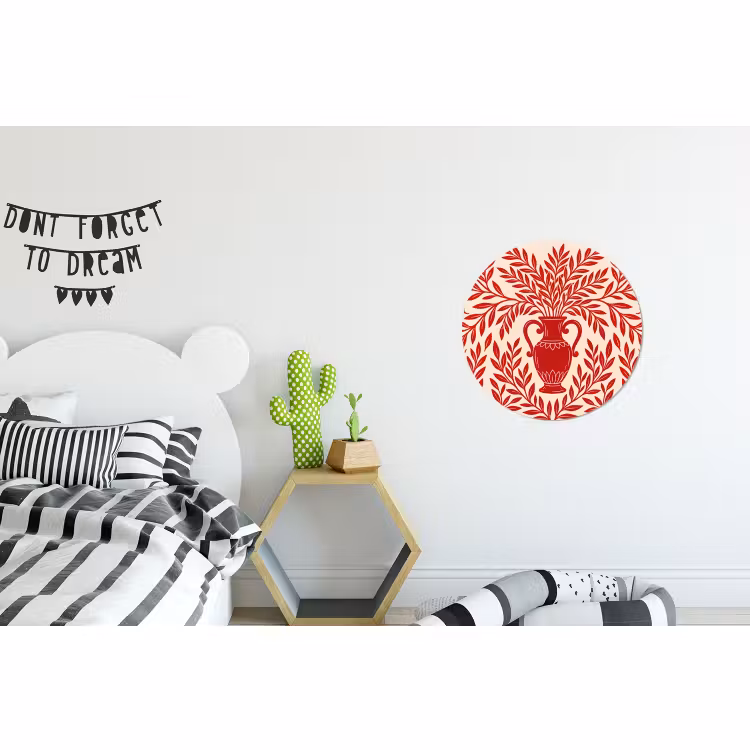 Wandcirkel - Aluminium - Vaas - Planten - Decoratie - Abstract - Rood — 5