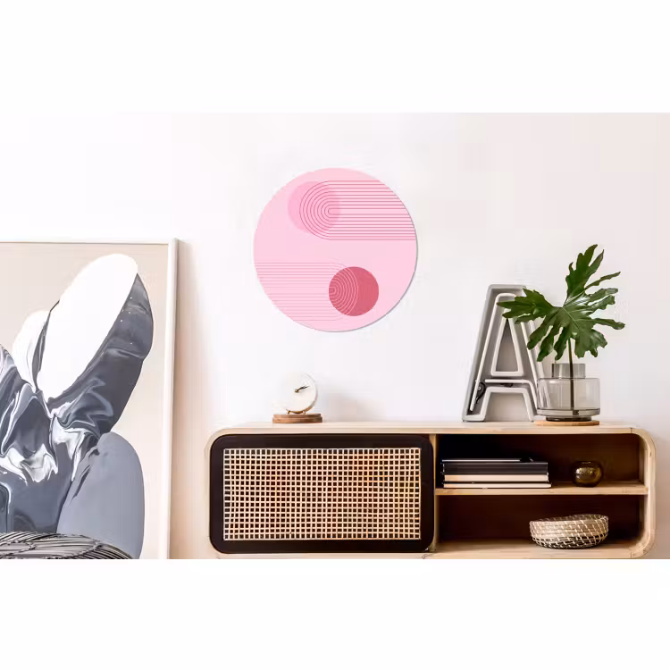 Wandcirkel - Aluminium - Vormen - Lijnen - Minimalistisch - Roze — 3