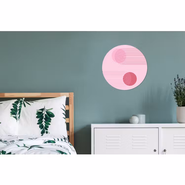 Wandcirkel - Aluminium - Vormen - Lijnen - Minimalistisch - Roze — 4