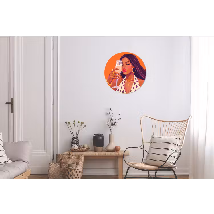 Wandcirkel - Aluminium - Vrouw - Champagne - Feest - Modern - Oranje — 2