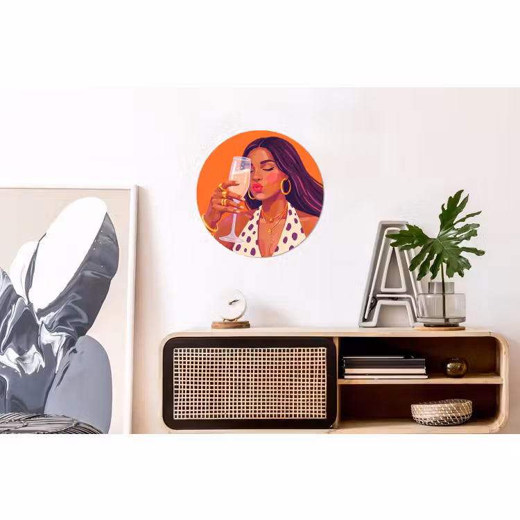 Wandcirkel - Aluminium - Vrouw - Champagne - Feest - Modern - Oranje — 3