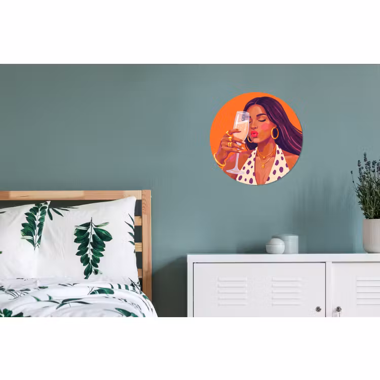 Wandcirkel - Aluminium - Vrouw - Champagne - Feest - Modern - Oranje — 4