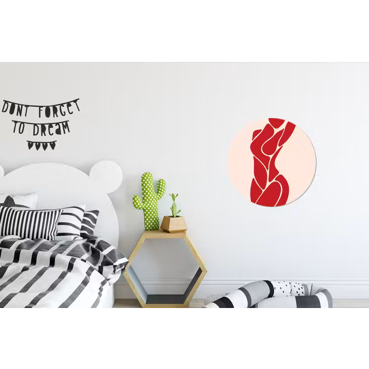 Wandcirkel - Aluminium - Vrouw - Figuur - Abstract - Modern - Rood — 5