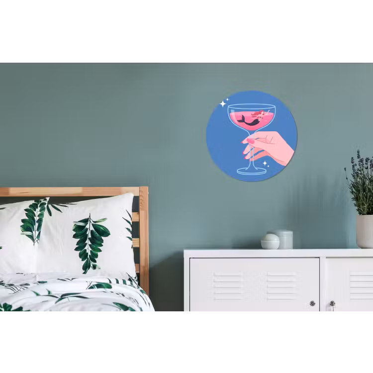 Wandcirkel - Aluminium - Vrouw - Glas - Abstract - Roze - Blauw — 4