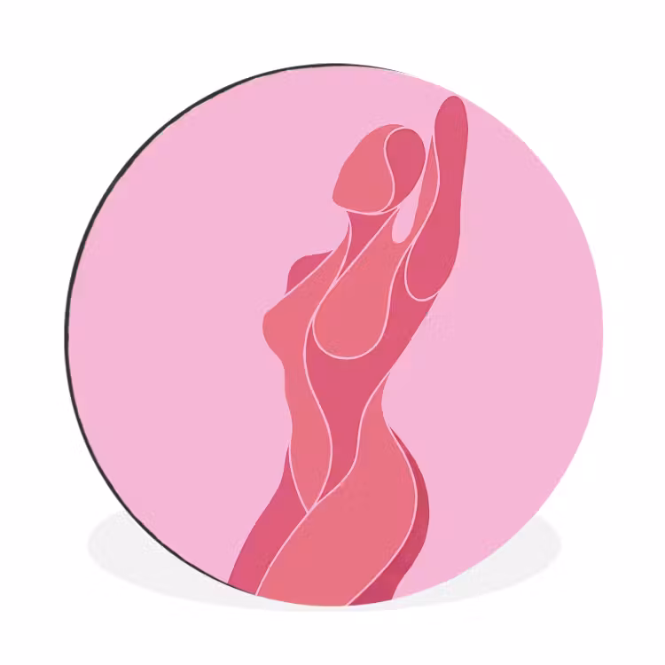 Wandcirkel - Aluminium - Vrouw - Lichaam - Abstract - Roze — 1