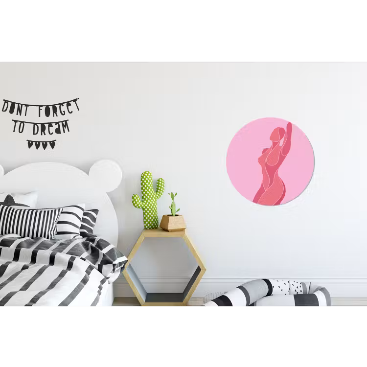 Wandcirkel - Aluminium - Vrouw - Lichaam - Abstract - Roze — 5