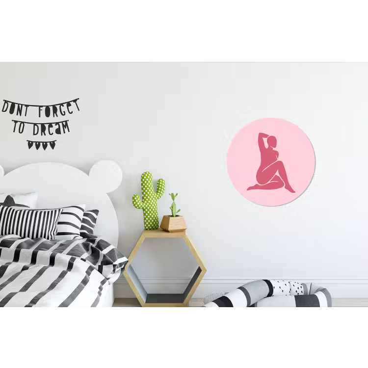 Wandcirkel - Aluminium - Vrouw - Silhouet - Abstract - Modern - Roze — 5