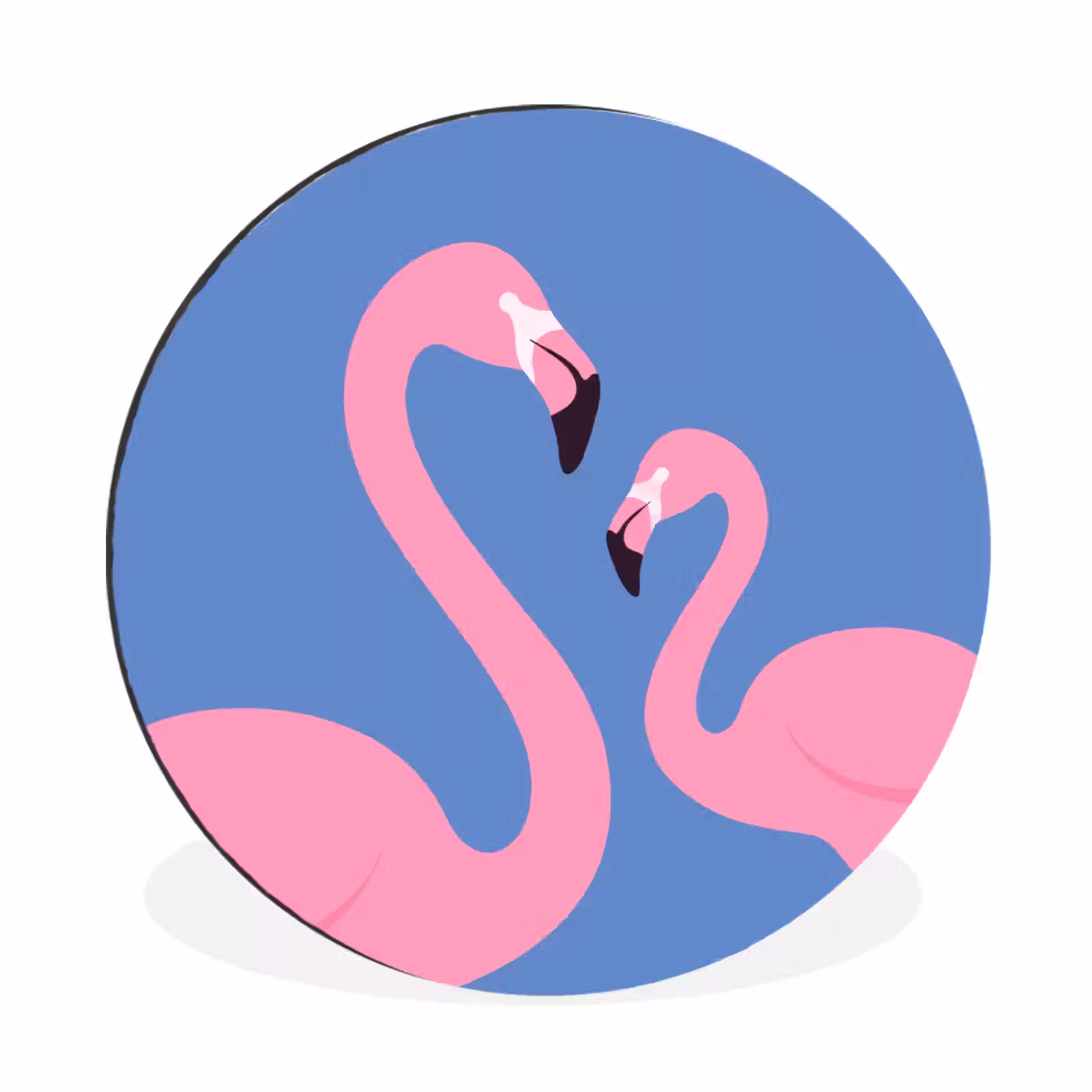 Wandcirkel - Aluminium - Vogel - Paar - Dieren - Modern - Roze — 1