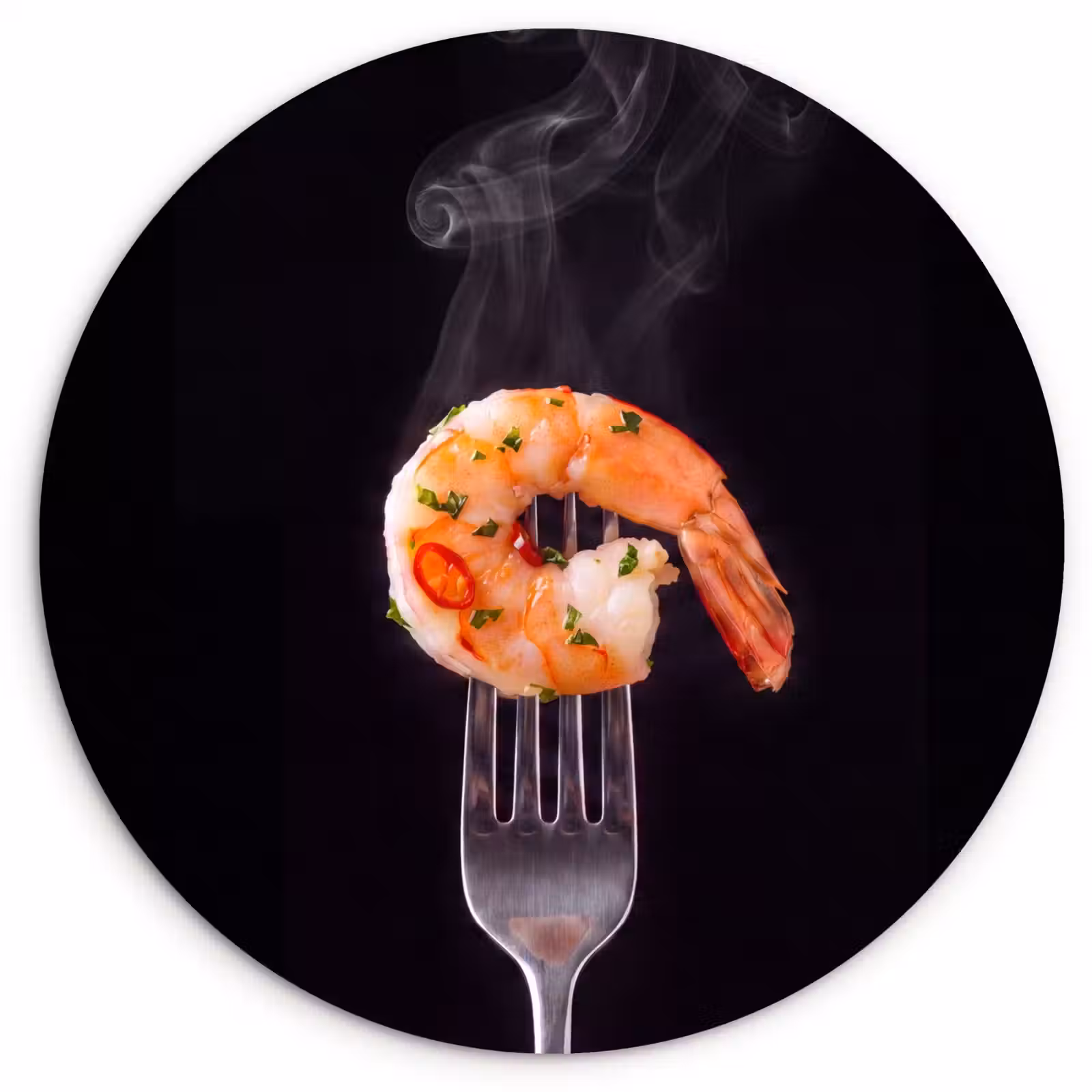 Wandcirkel - Glas - Eten - Garnaal - Vork — 1