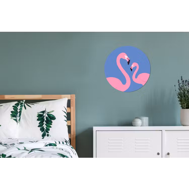 Wandcirkel - Aluminium - Vogel - Paar - Dieren - Modern - Roze — 4