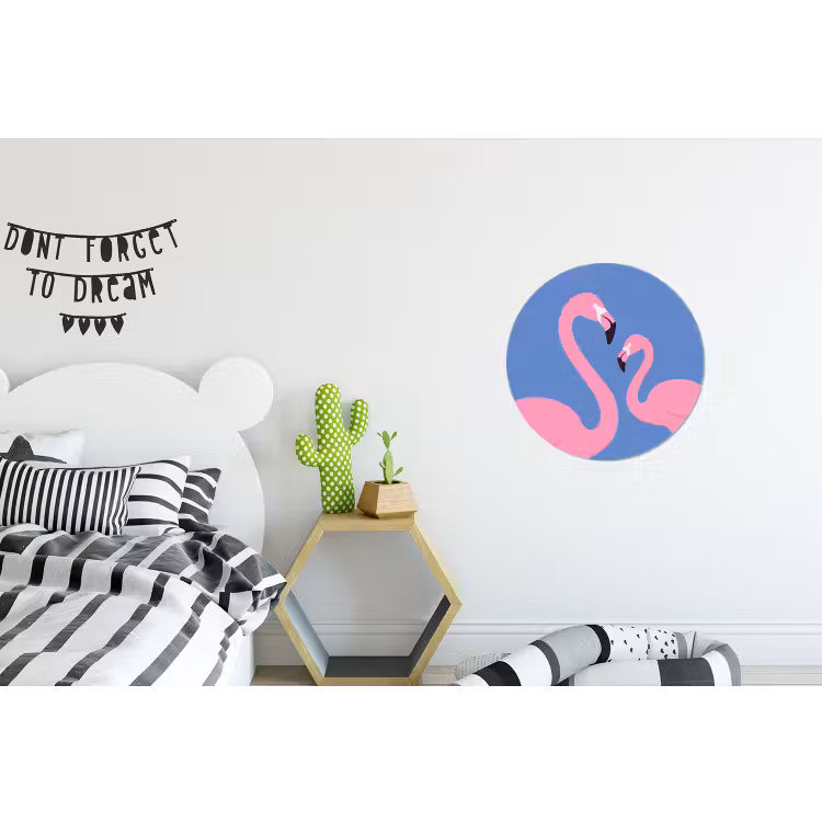 Wandcirkel - Aluminium - Vogel - Paar - Dieren - Modern - Roze — 5