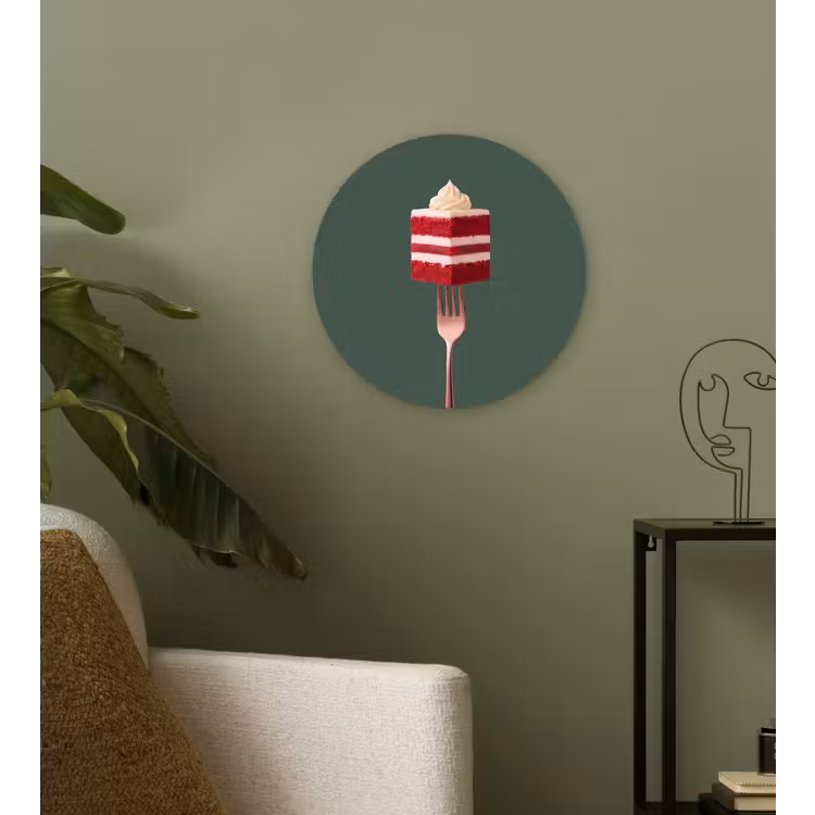 Wandcirkel - Glas - Cake - Vork - Rood — 3