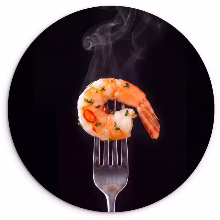 Wandcirkel - Glas - Eten - Garnaal - Vork — 1