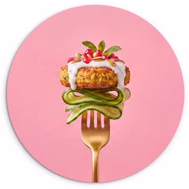Wandcirkel - Glas - Eten - Vork - Roze — 1