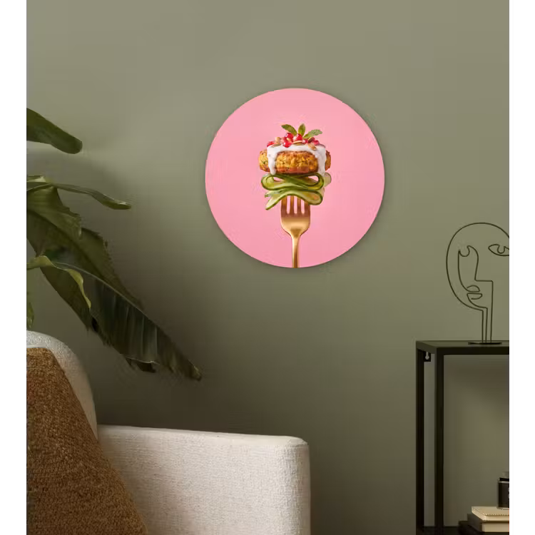 Wandcirkel - Glas - Eten - Vork - Roze — 3