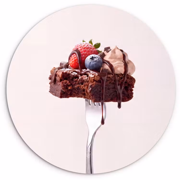 Wandcirkel - Glas - Vork - brownie - aardbei — 1