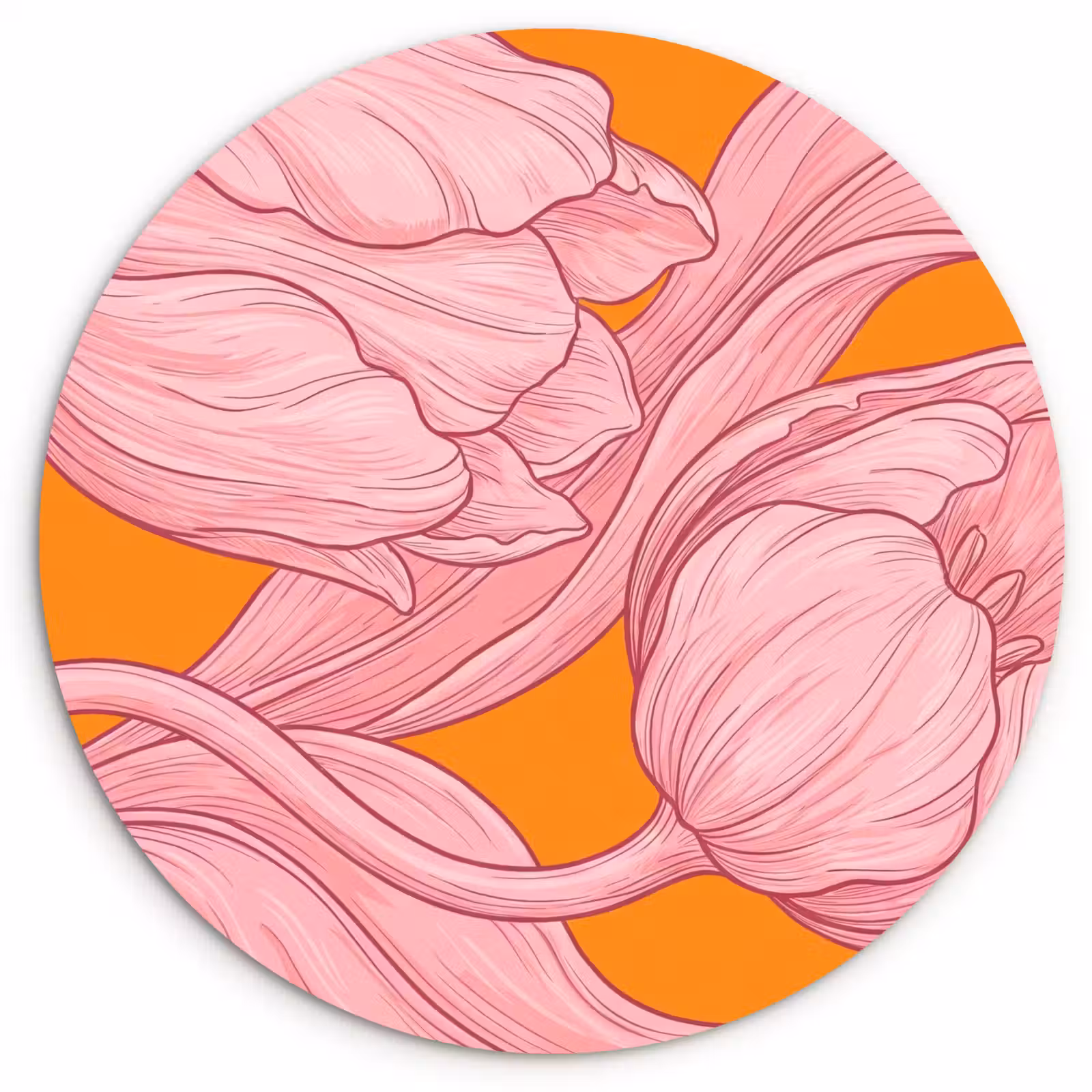 Wandcirkel - Glas - Roze bloemen - Modern — 1