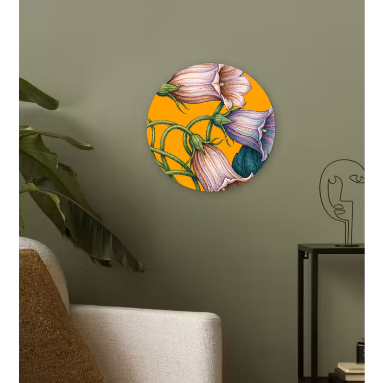 Wandcirkel - Glas - Bloemen - Botanisch - Geel — 3