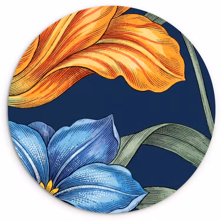 Wandcirkel - Glas - Bloemen - Botanisch - Patroon — 1