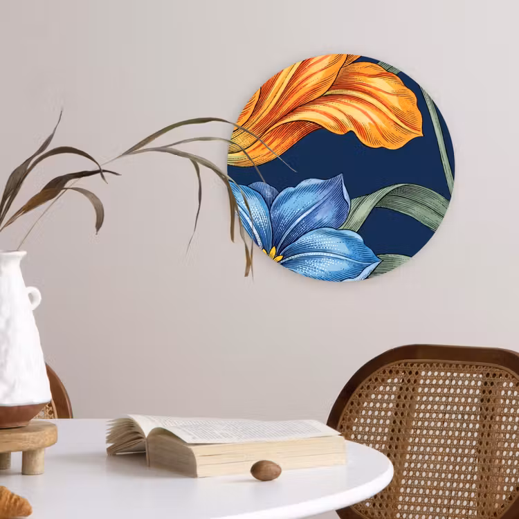Wandcirkel - Glas - Bloemen - Botanisch - Patroon — 4