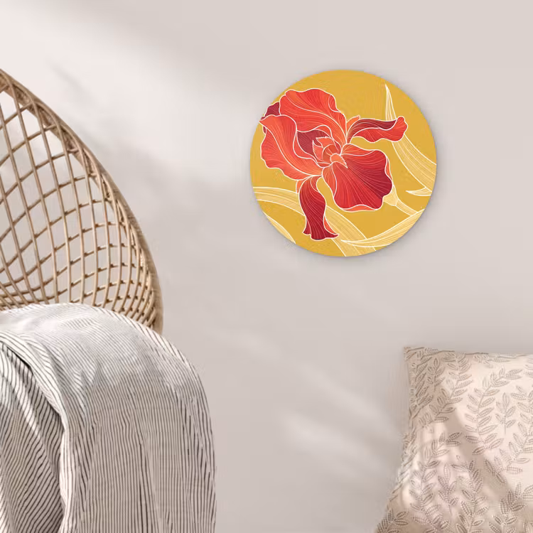 Wandcirkel - Glas - Bloemen - Illustratie - Rood — 5