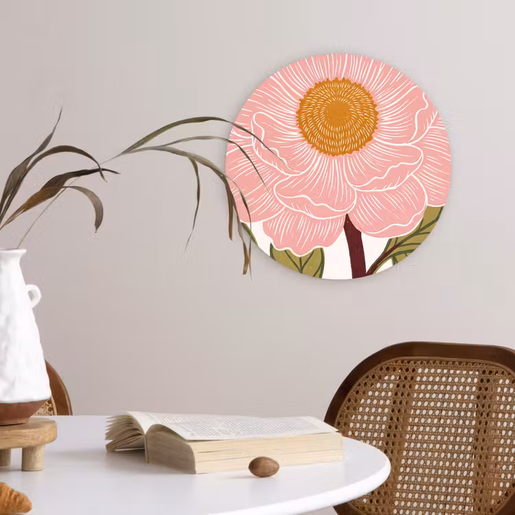 Wandcirkel - Glas - Bloemen - Roze - Illustratie — 4