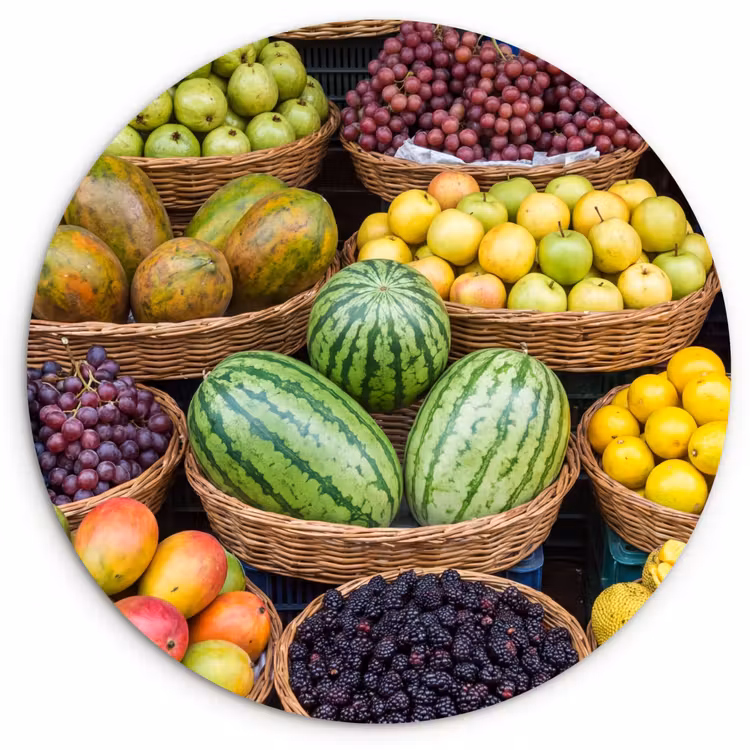 Wandcirkel - Glas - Fruit - Markt - Kleurrijk — 1