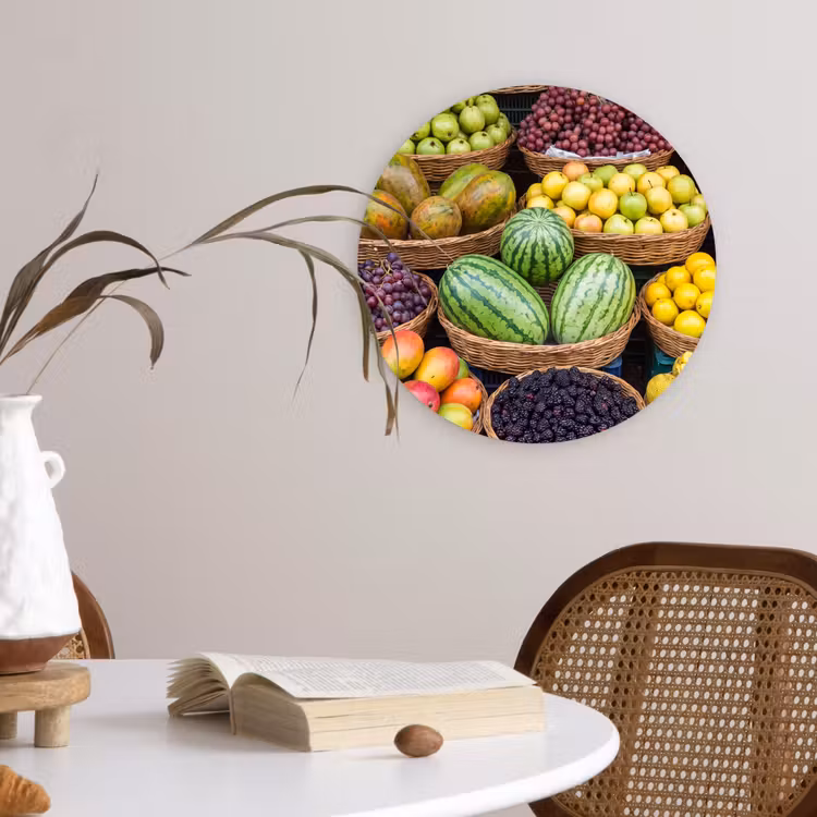 Wandcirkel - Glas - Fruit - Markt - Kleurrijk — 4