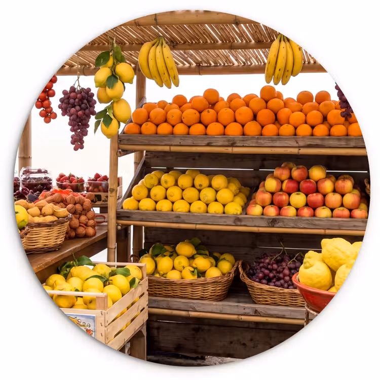 Wandcirkel - Glas - Marktkraam - Fruit - Vers — 1