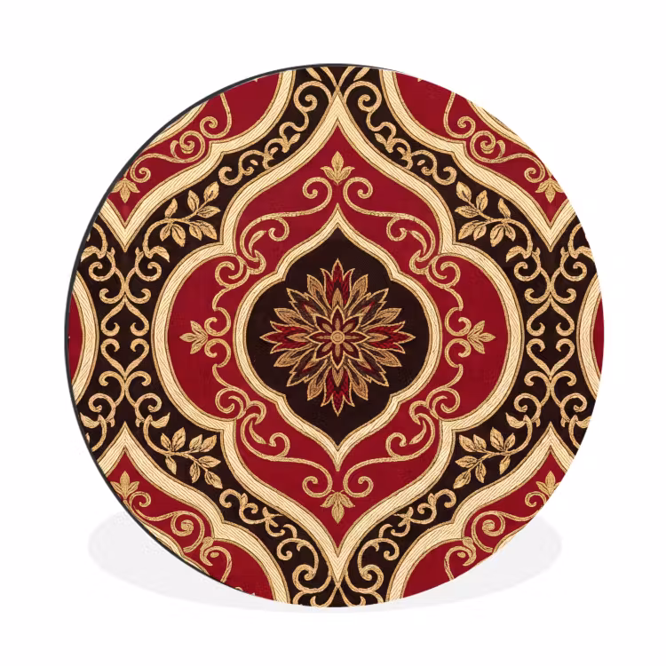 Wandcirkel - Aluminium - Patroon - Ornament - Barok - Rood - Goud — 1