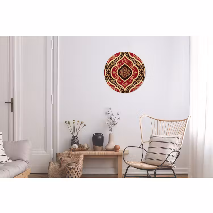 Wandcirkel - Aluminium - Patroon - Ornament - Barok - Rood - Goud — 2