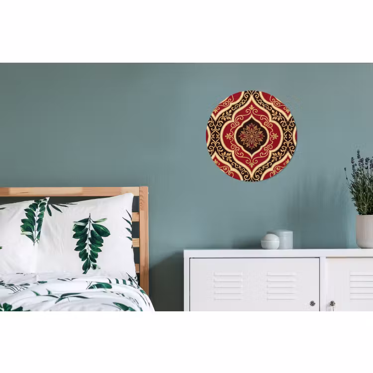 Wandcirkel - Aluminium - Patroon - Ornament - Barok - Rood - Goud — 4