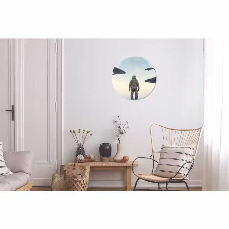 Wandcirkel - Aluminium - Ruimtevaarder - Walvis - Fantasie — 2