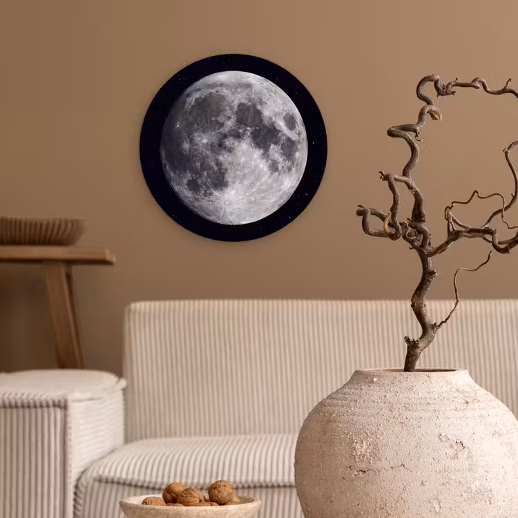 Wandcirkel - Glas - Maan - Sterren - Ruimte — 2