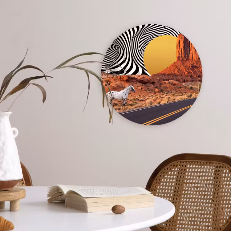 Wandcirkel - Glas - Paard - Woestijn - Natuur — 4