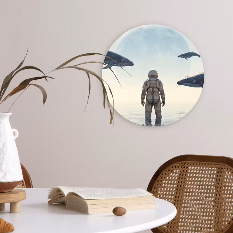 Wandcirkel - Glas - Ruimtevaarder - Walvis - Fantasie — 4