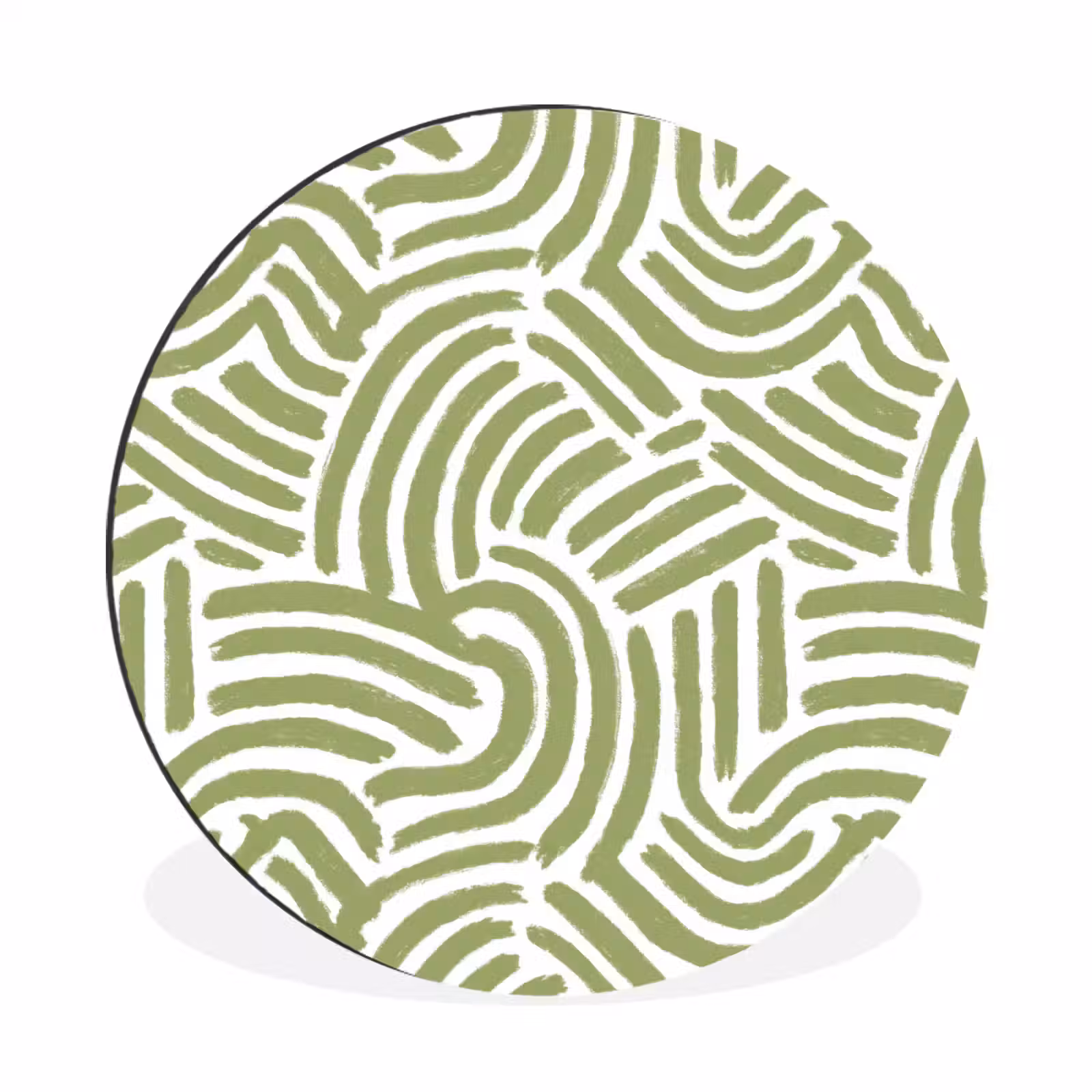Wandcirkel - Aluminium - Saliegroen - Abstract - Bogen - Handgetekend - Patroon — 1