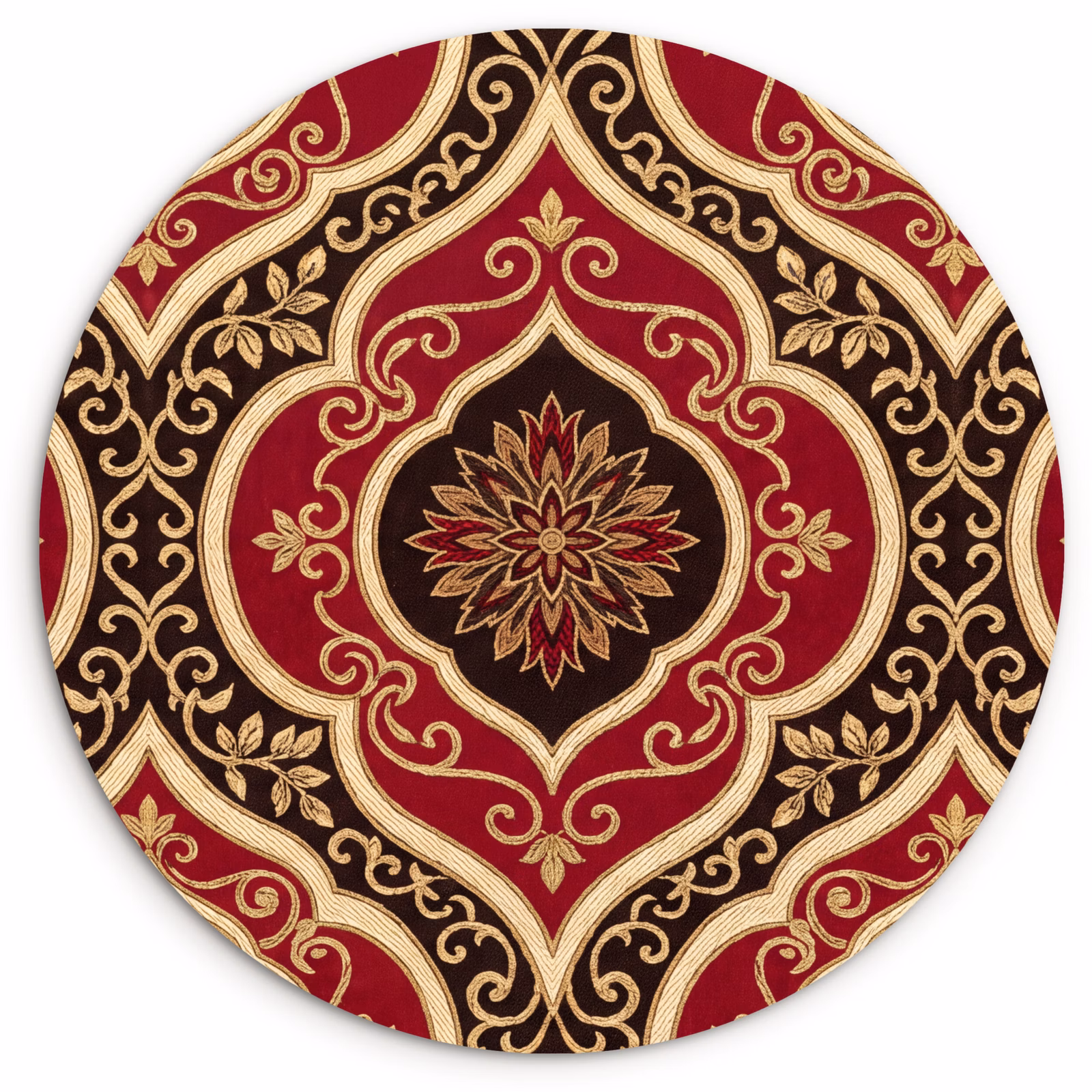 Wandcirkel - Glas - Patroon - Ornament - Barok - Rood - Goud — 1