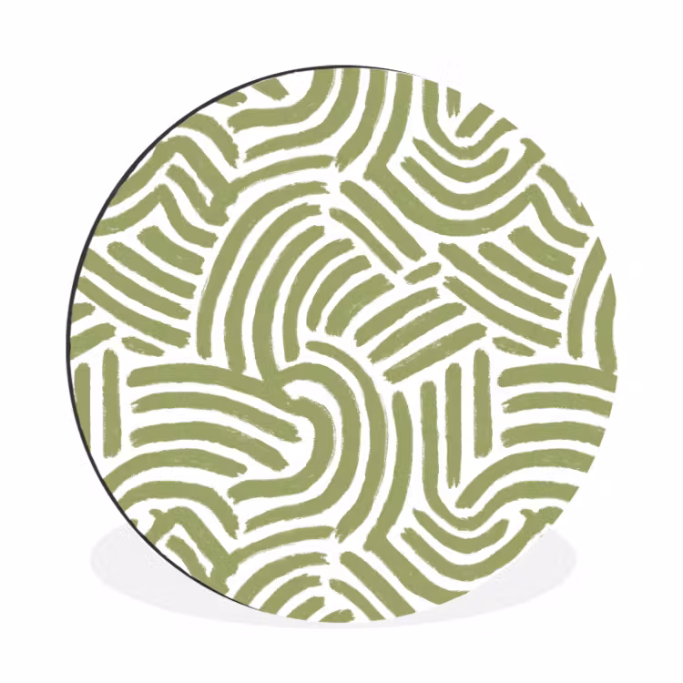 Wandcirkel - Aluminium - Saliegroen - Abstract - Bogen - Handgetekend - Patroon — 1