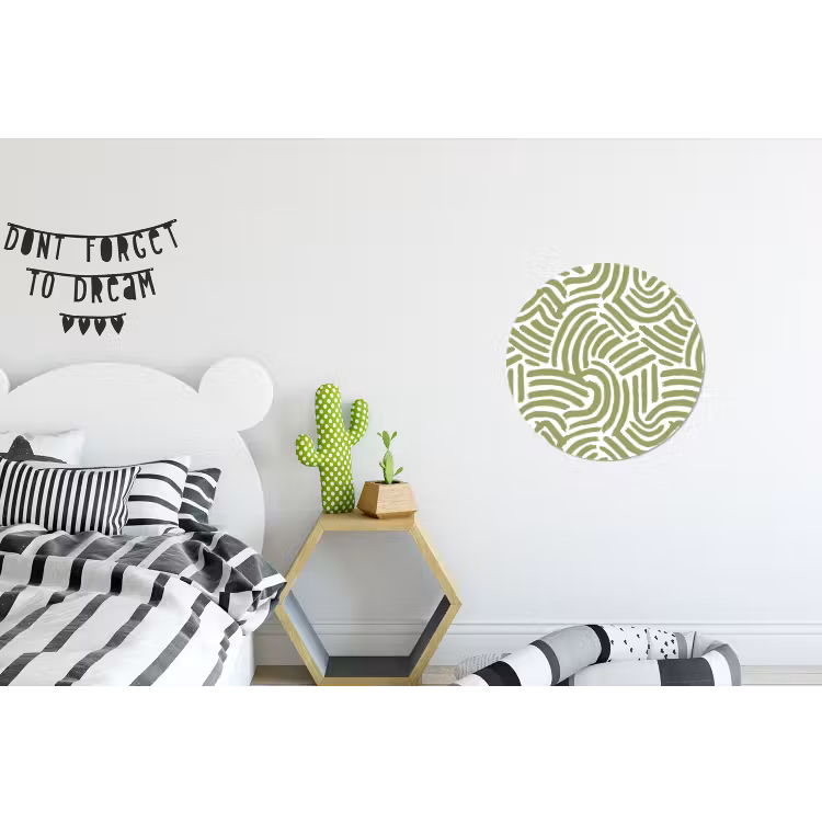 Wandcirkel - Aluminium - Saliegroen - Abstract - Bogen - Handgetekend - Patroon — 5