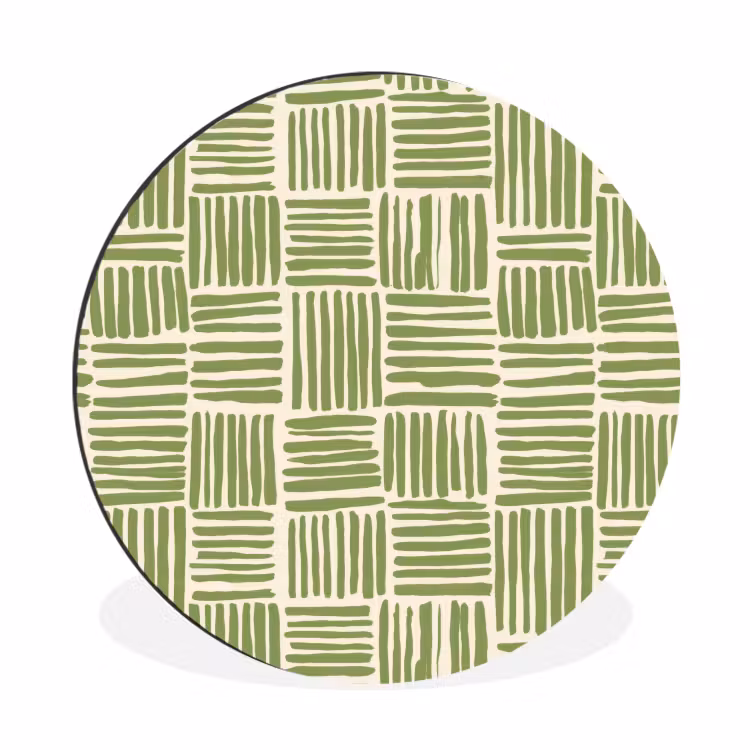 Wandcirkel - Aluminium - Saliegroen - Blokken - Handgetekend - Patroon — 1