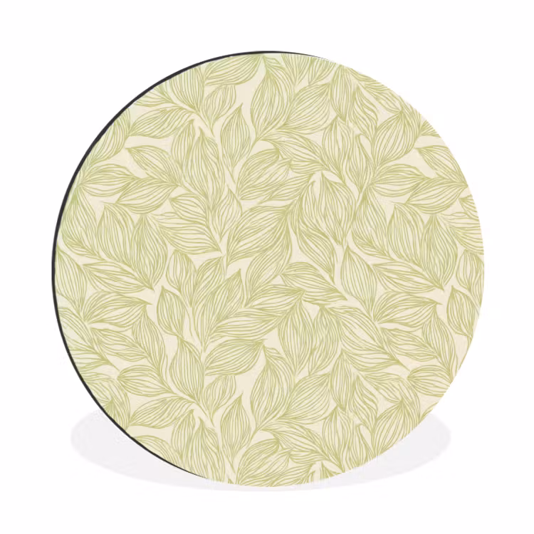 Wandcirkel - Aluminium - Saliegroen - Botanisch - Bladeren - Handgetekend - Patroon — 1
