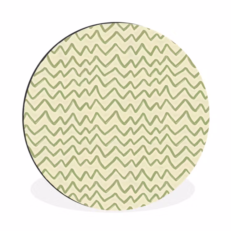 Wandcirkel - Aluminium - Saliegroen - Zigzag - Handgetekend - Patroon — 1