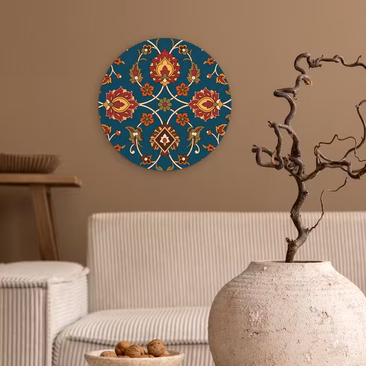 Wandcirkel - Glas - Ornament - Flora - Traditioneel - Klassiek - Blauwgroen — 2
