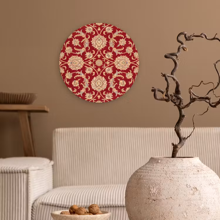 Wandcirkel - Glas - Patroon - Bloem - Klassiek - Oosters - Rood — 2
