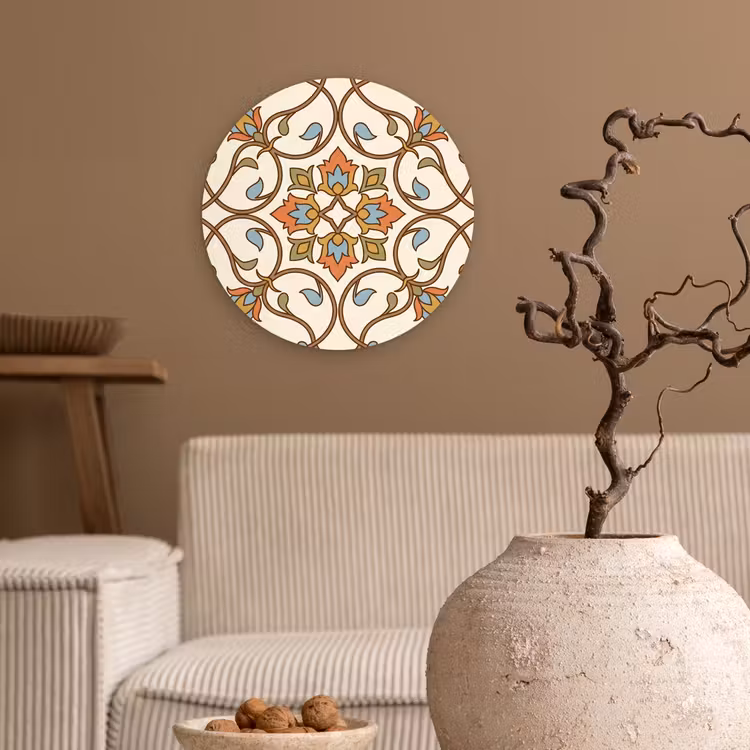 Wandcirkel - Glas - Patroon - Bloemen - Ornament - Kleurrijk — 2