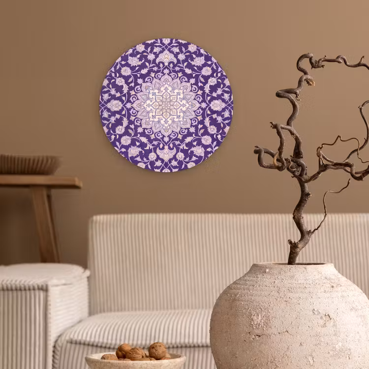 Wandcirkel - Glas - Patroon - Medallion - Oosters - Paars - Decoratie — 2