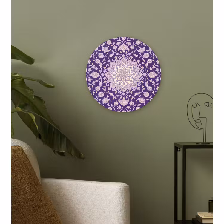 Wandcirkel - Glas - Patroon - Medallion - Oosters - Paars - Decoratie — 3